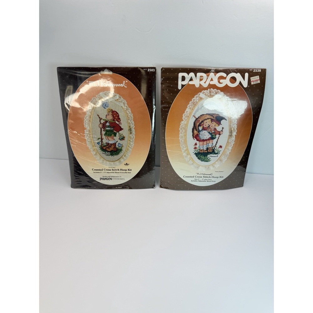 Paragon Hummel Lot Of 2 Counted Cross Stitch Hoop Kits 2503 2538 Open Unused